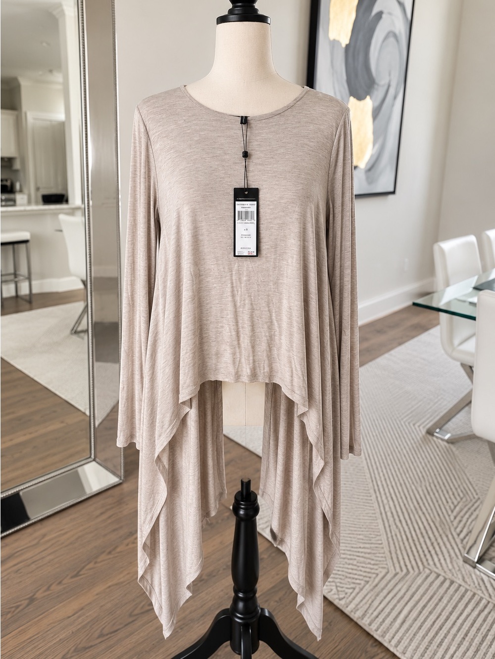 BCBGMAXAZRIA Roxanna Draped Open Back Top Oatmeal S NWT $138